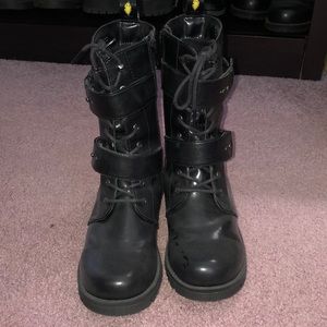 Black combat boots